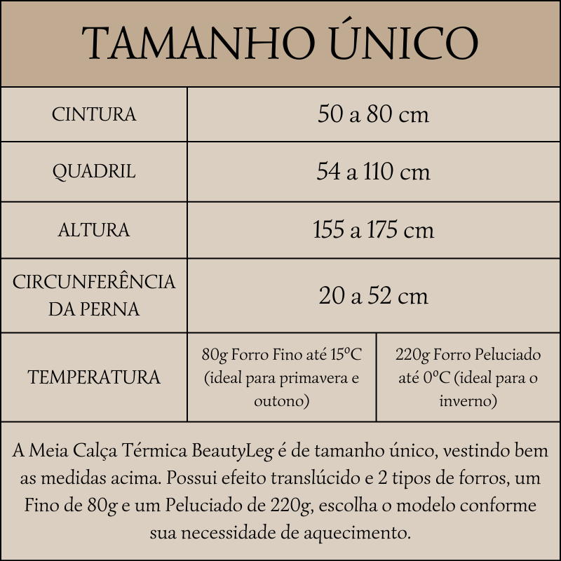 Meia Calça Térmica BeautyLeg | Forro Ultramacio
